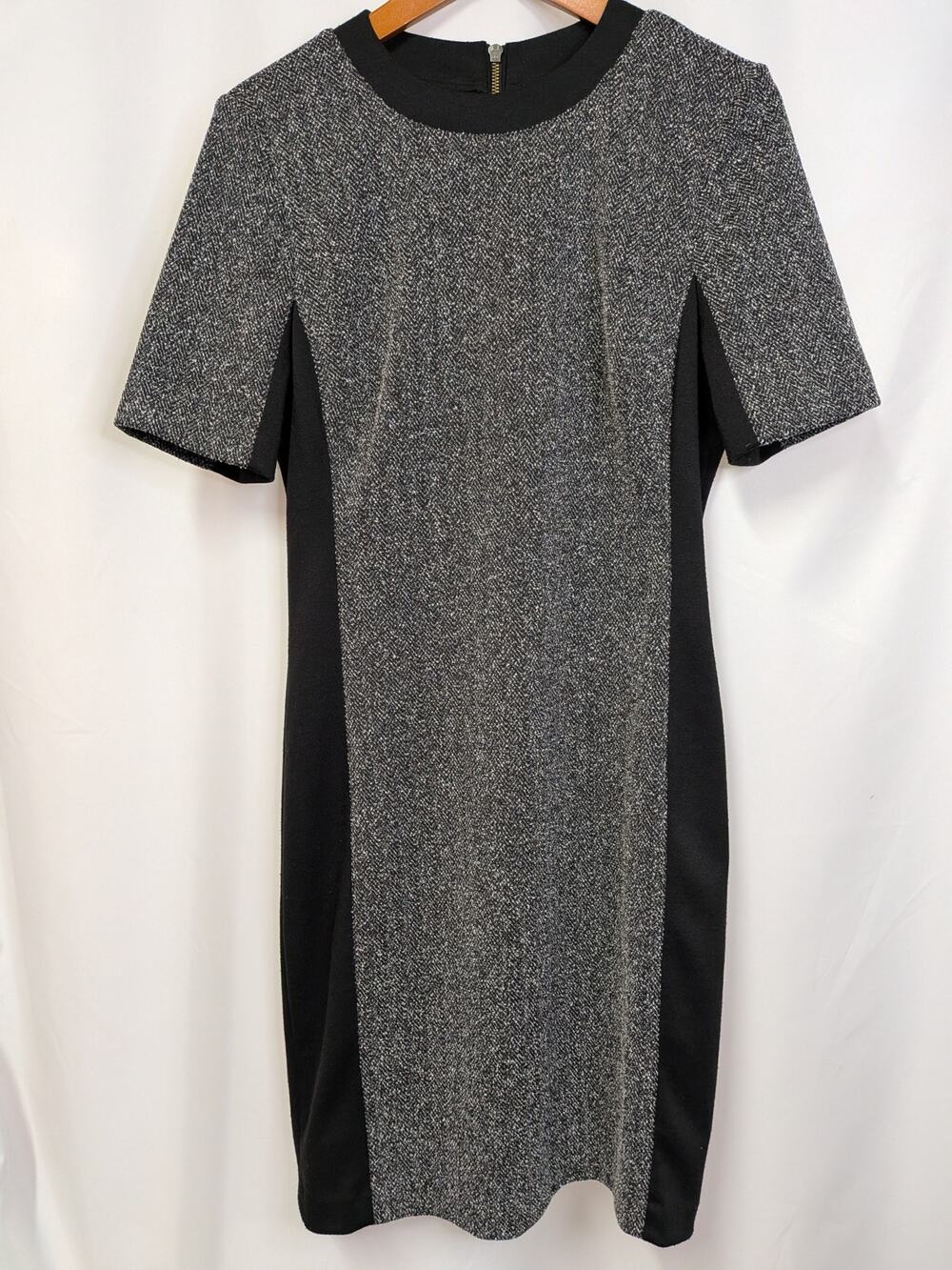 Gray Black Colorblock Textured Sheath Halogen size 14